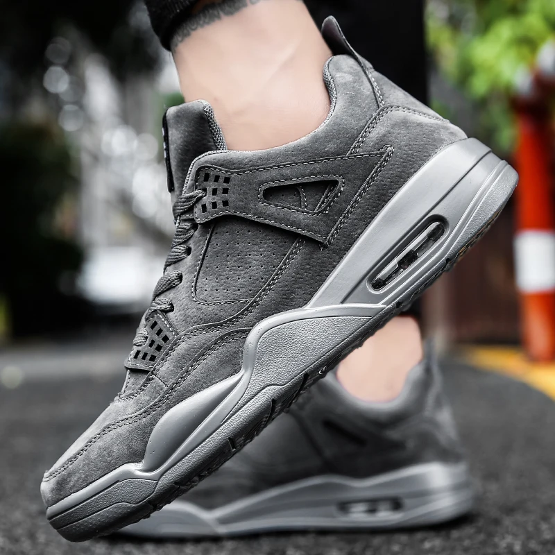 Air cushion men's shoes PU soles + pig eight leather surface, walking lightweight sports shoes, soft and breathable running shoe