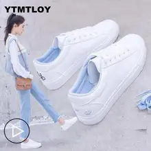 Новинка весны tenis feminino со шнуровкой белые женские туфли; Большие размеры 34–43 из искусственной кожи однотонные Цвет женский Повседневное Для женщин кроссовки кота; Zapatos De Mujer; большие размеры