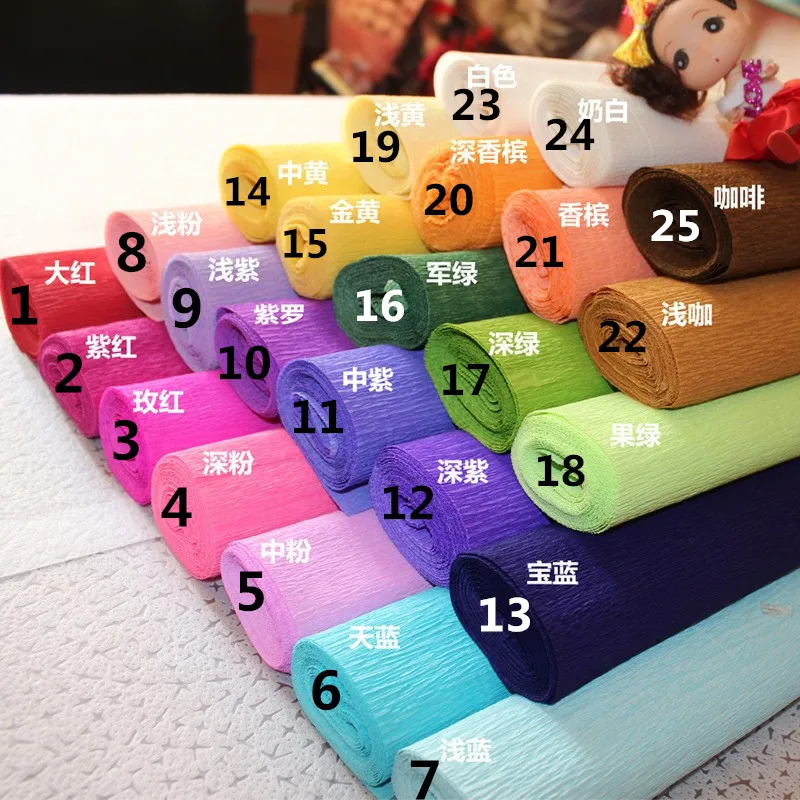 

DHL 250*50cm/Roll DIY Flower/ Gift Decoration Wrapping Packing Crepe Papers, Handmade Materials of Crinkled Paper