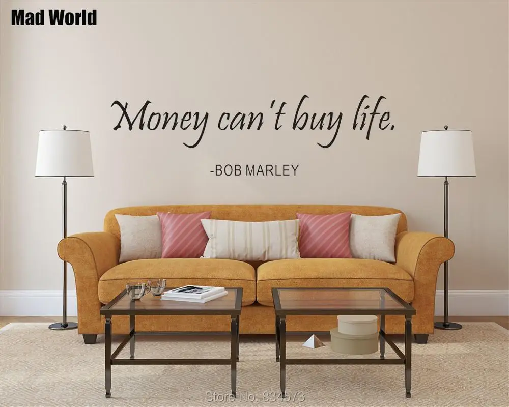 MONEY CAN'T BUY LIFE BOB MARLEY Insprational Quote Wall Art Sticker