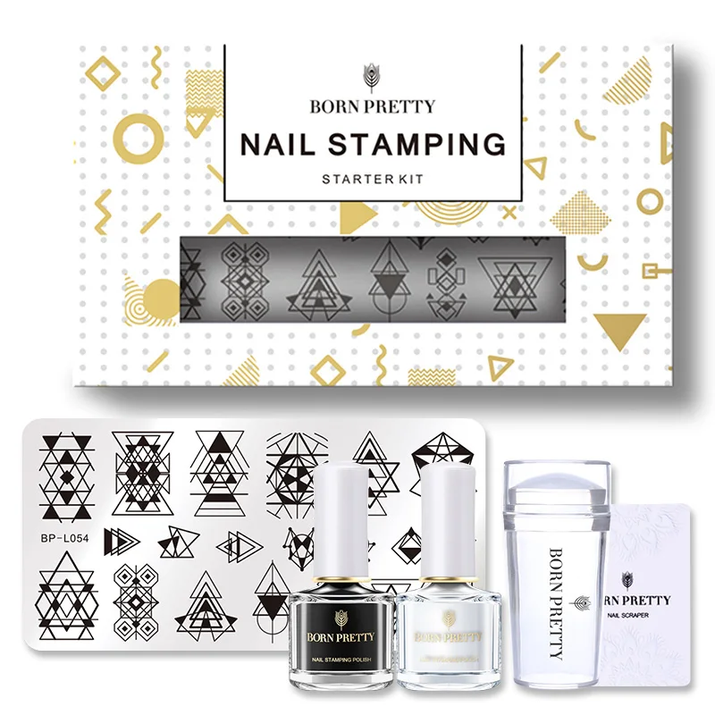 

BORN PRETTY 5Pcs Nail Stamping Sets Black White Nail Stamping Polish Geometry Nail Stamping Template Nail Art Stamper