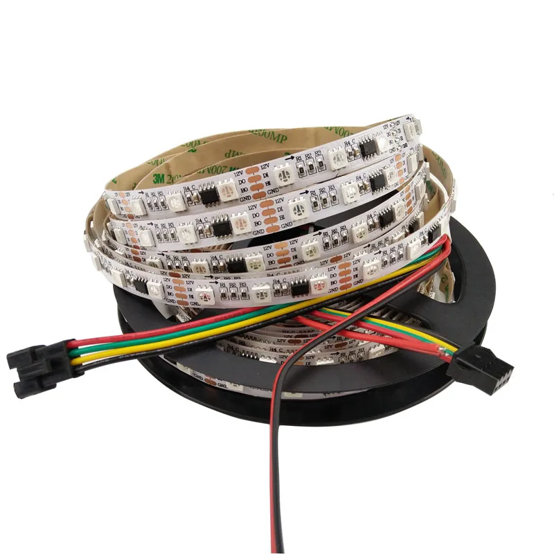 WS2818 SMD5050 цветных(RGB) светодиодных лент светильник 5 м 30/60 светодиодов/M DC12V адресуемых цифровой Диодная лента гибкие полоски Водонепроницаемый Ambi светильник