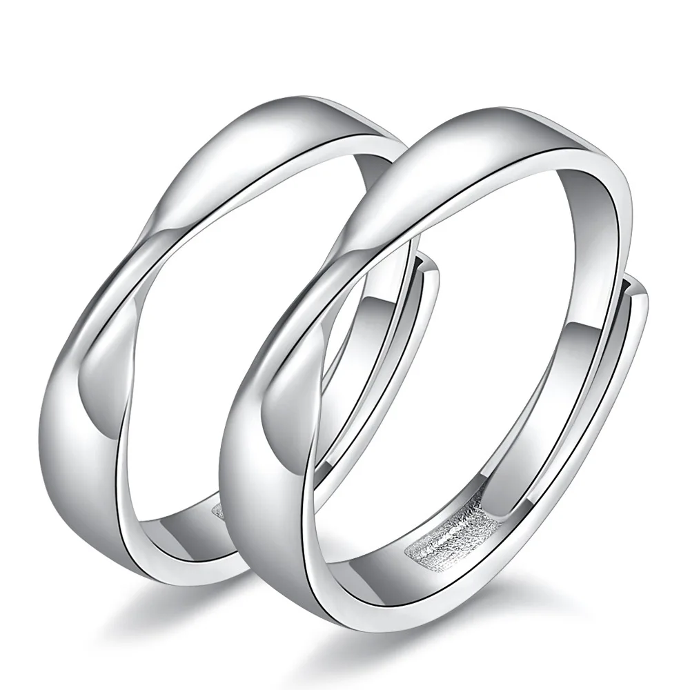 

100% 925 Sterling Silver Water Ripple Mobius Ring Couple Ring Hypoallergenic Fashion Jewelry