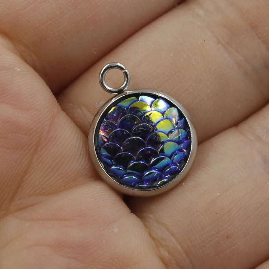 Round Charm Fish Scale Pendants Stainless Steel Findings For Jewelry Making Diy Hand Made Accessories Jewelry Findings
