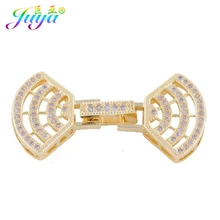 New Fashion Jewelry Zircon Fan Shape Clasp Sector Charm For Bracelet&Necklace Diy Copper Micro Pave Clasp Jewelry Findings Gift 
