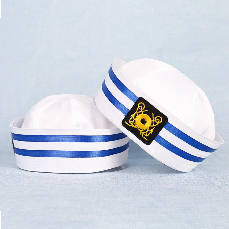 Vintage White Captain Sailor Hats Military Caps Navy Army Hat with Anchor Cosplay Dress Accessories Adult Child Military Hats