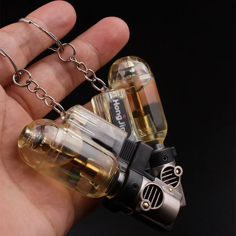 

Transparent Cigarette Torch Gas Lighters Keychain Lighter Potable Smoking Accessories Key Ring Tool Spray Lighter USA Shipping