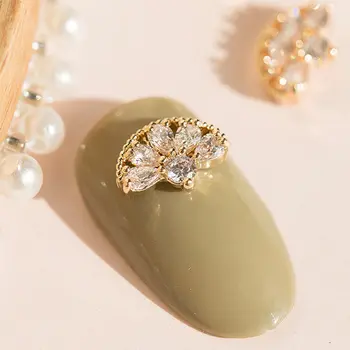 

5pcs/lot 3D Gold Silver Metal Zircon Nail art Decorations luxury Rhinestones crystal series nails Accessories Manicure Charms