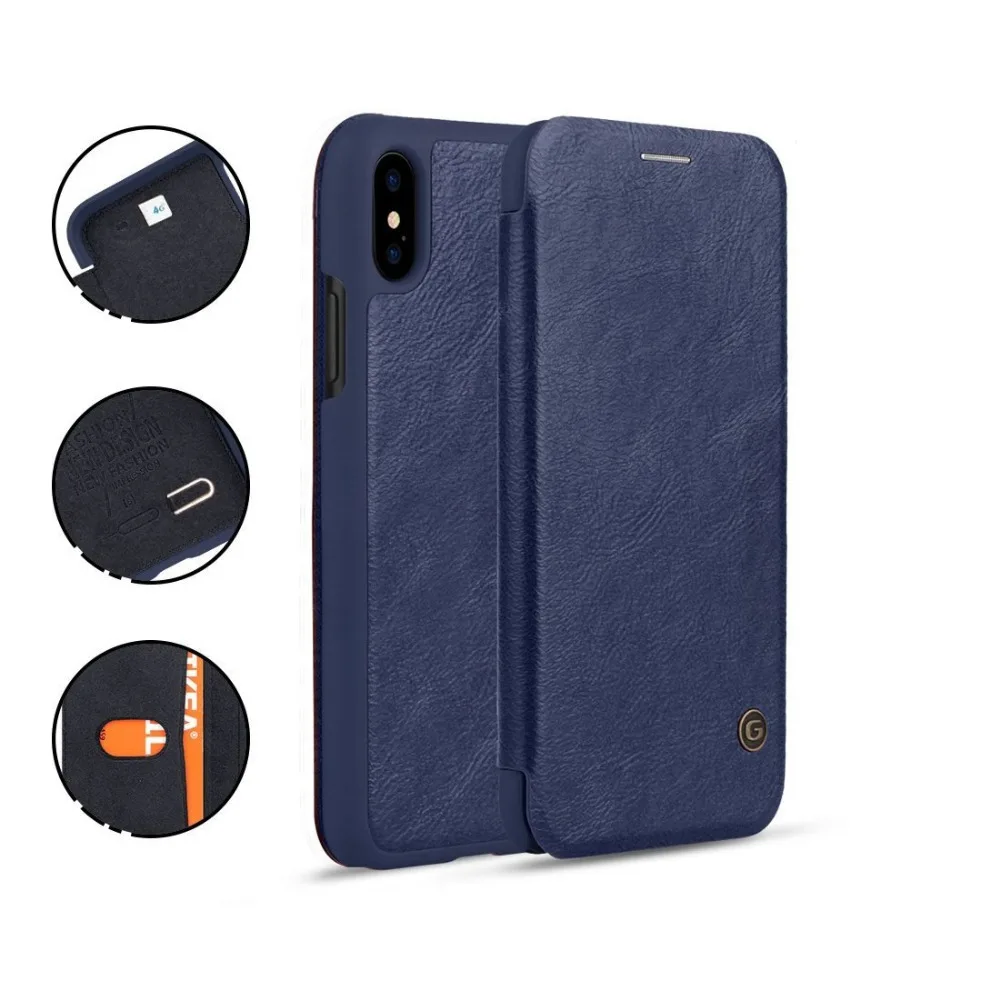 

G-CASE for iPhone X/XS Ultra Slim case Folio Flip business Protective Cover with Slot for Card/Cash/SIM Card Ejector Pin