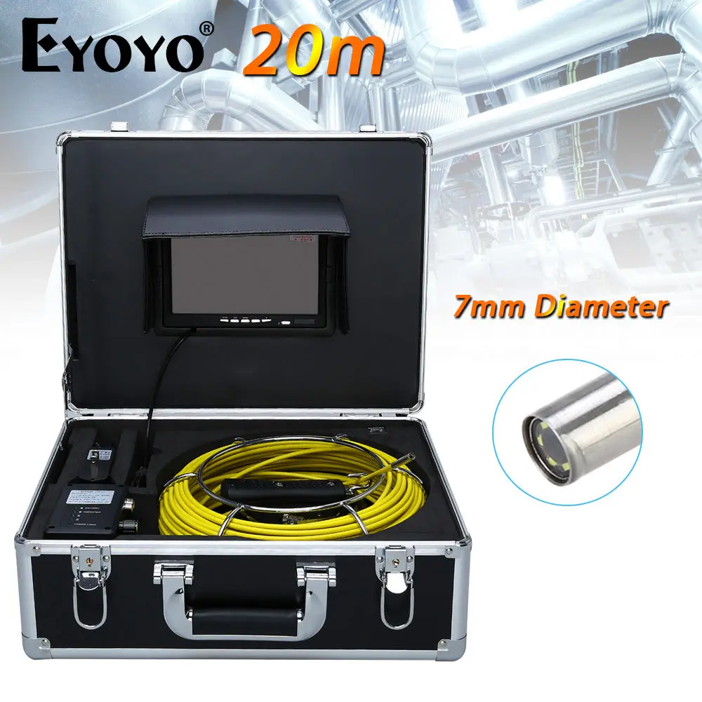 

Eyoyo 20M 7" LCD 7mm Pipe Pipeline Drain Inspection Sewer Video Camera CCTV CMOS 1000TVL TFT HD Sun Shield Cam Snake Inspection