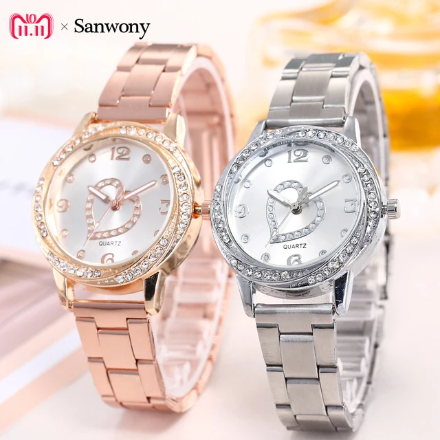 Women Fashion Stainless Love Steel Band Analog Quartz Round Wrist Watch Watches Women Fashion Stainless Love Steel Band Analog Quartz Round Wrist Watch Watches