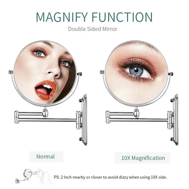 Gurun مرآة لوضع مساحيق التجميل-مرآة على الحمام جدار قابل للتعديل على الوجهين المكبر المهنية المرآة البالونية الغرور فارغة M1207