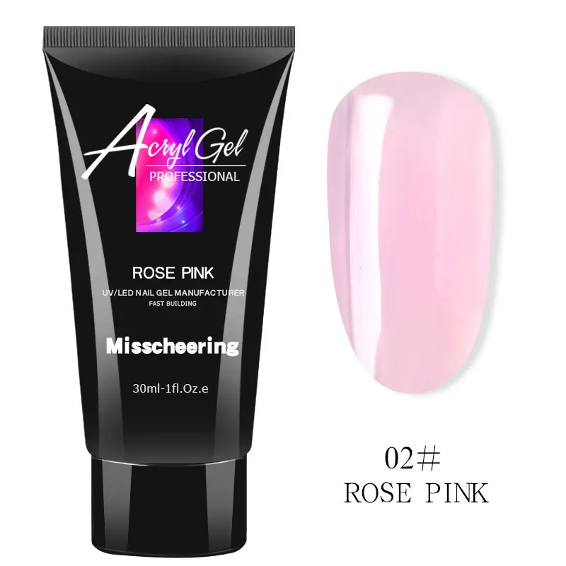 Полигель, 30 мл, розовый, белый, Быстросохнущий гель для наращивания, замачиваемый, УФ-светодиодный, акриловый, строительный гель для ногтей, прозрачный, ГЕЛЕВЫЙ, камуфляжный, для дизайна ногтей - Цвет: 2-Rose Pink