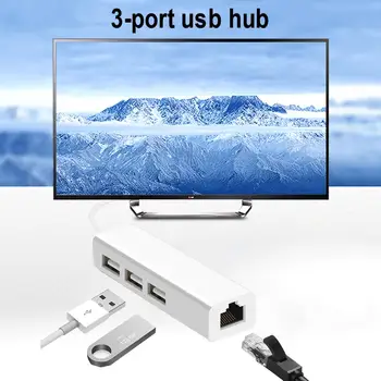 

3-Port USB 3.0 HUB With 10 100 1000 Gigabit Ethernet Converter 3 USB 3.0 Ports A RJ45 Gigabit Ethernet Port
