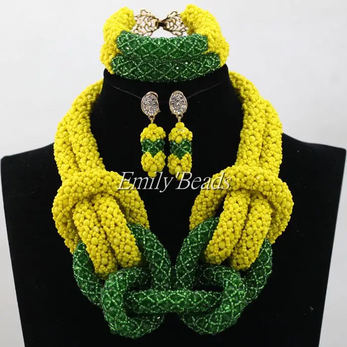 Bridal Jewelry Sets Yellow/Green Nigerian Wedding African Beads Jewelry Set Crystal Women New Necklace Set Free Shipping ALJ486 Bridal Jewelry Sets Yellow/Green Nigerian Wedding African Beads Jewelry Set Crystal Women New Necklace Set Free Shipping ALJ486