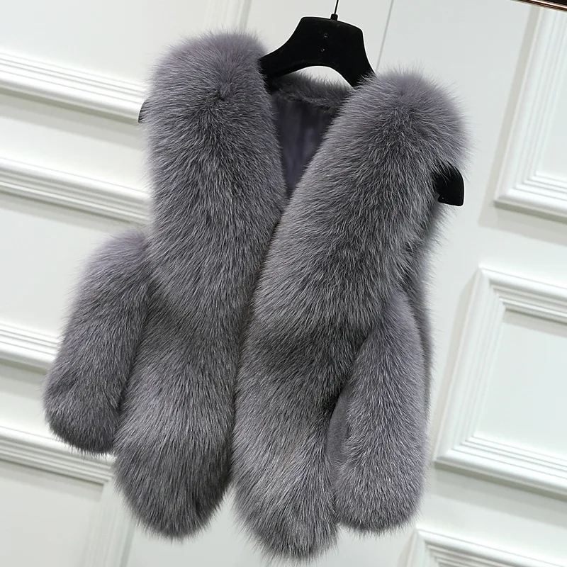 

2019 New Winter Thick Warm Fur Vests Coat Women Faux Fox Fur Vest Short Coats High Quality Waistcoat Female Jacket Outerwear