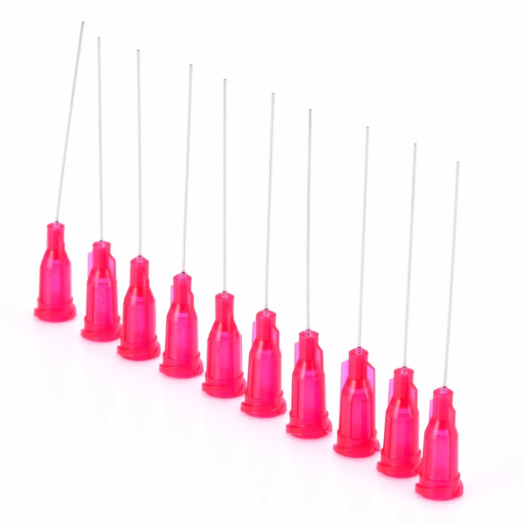 10pcs Red 25Ga Stainless Steel Blunt Dispensing Needles Dispenser Syringe Needle Tips For DIY Gluing Rhinestones Filling Ink