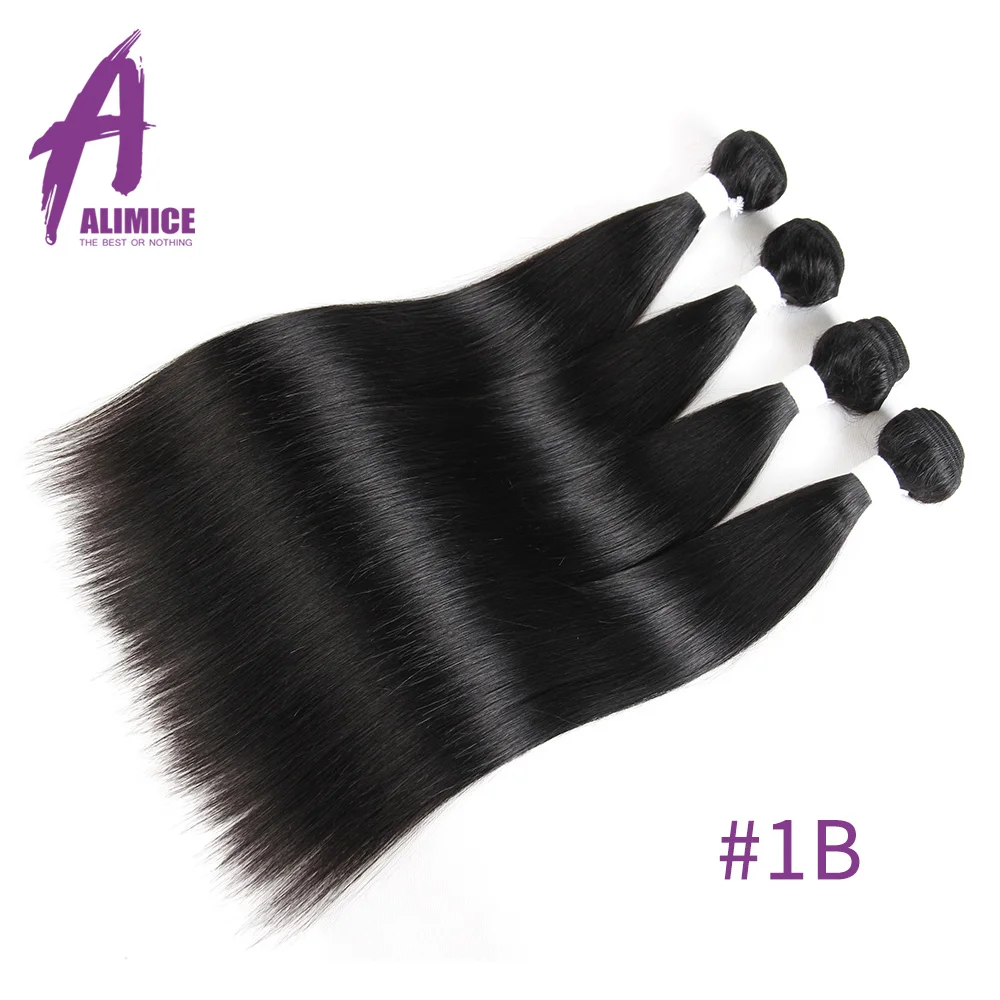Alimice Peruvian Straight Hair Bundles Human Hair Extensions 4Bundles #1B#4#27#30#33#99Burgundy Ombre Hair 8-26inches Remy (2)