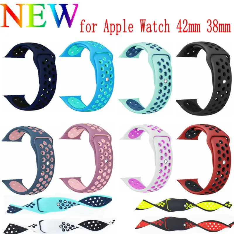 

Sport silicone strap band for Nike apple watch series 3/2/1 42mm 38mm rubber wrist bracelet watchband for iwatch band new color