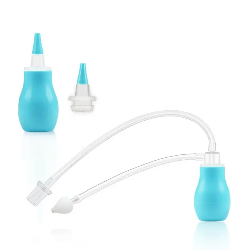 Детский нос вакуумный всасывающий аспиратор безопасности Booger Cleaner Мягкая силиконовая головка для носа для детей - Цвет: Синий