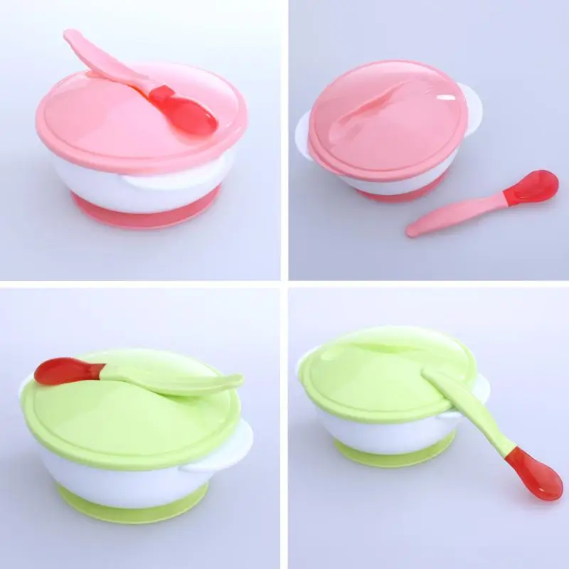 Temperature Sensing Spoon Suction Cup Baby Bowl Baby Feeding Bowl Sucker lunch Dishes Feeding Set for Children Kids dinner Temperature Sensing Spoon Suction Cup Baby Bowl Baby Feeding Bowl Sucker lunch Dishes Feeding Set for Children Kids dinner