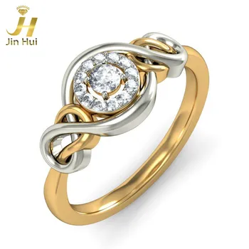 

Jinhui Women The Sylvia Ring Solid 18K Yellow 750 Gold 0.182CT Natural Diamond Jewelry Multi Tone Free Engraving