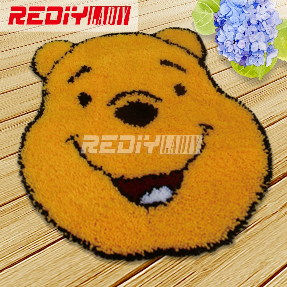 

Latch Hook Rug Kit Acrylic Yarn Embroidery Cushion DIY Carpet Rug Smile Bear Cartoon Pre-Printed Canvas Wall Tapestry Home Decor