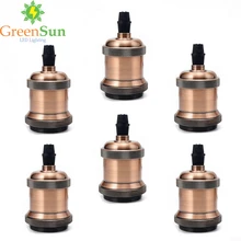 GreenSun красная латунь E27 промышленная лампа держатель Винтаж винтовой цоколь лампы кулон патрон для лампы потолочный светильник для адаптера переменного тока