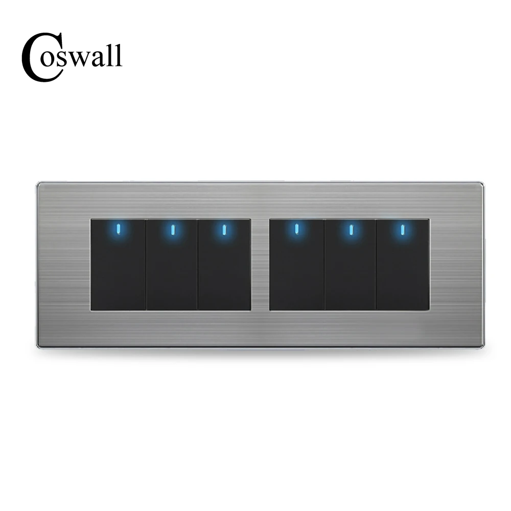 COSWALL 6 Gang 2 Way проходят через светильник Переключатель ВКЛ/ВЫКЛ настенный
