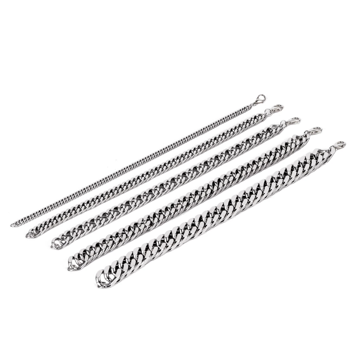 3mm/4mm/6mm/8mm/10mm/12mm Width Stainless Steel Chain Bracelet For Men Silver Color Bracelets & Bangles Vintage Hip Hop Jewelry