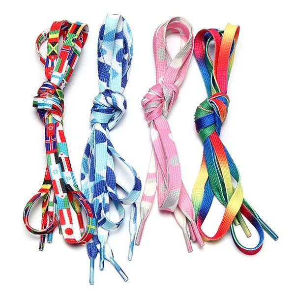 

1Pair 120cm Flat Polyester Multi-Colors Shoelace, Flat Shoe Laces, National Flag Camouflage shoelaces for Sport Sneaker Shoe
