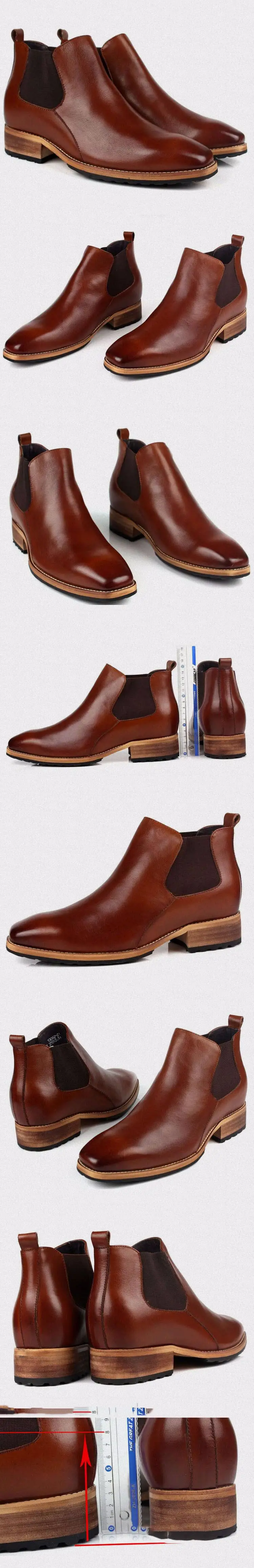 PJCMG мужские невидимые 8 см увеличивающие рост Модные Остроносые слипоны из натуральной кожи деловые формальные тренды черные кожаные туфли