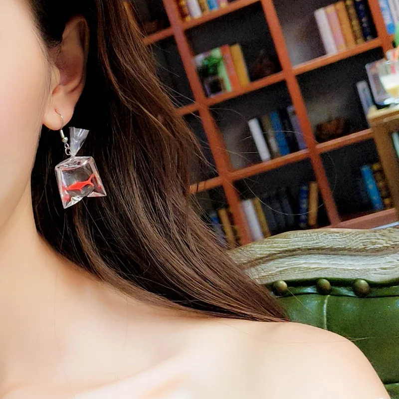 

Trendy Fashion Personality No Ear Hole Ear Clip Jewelry Long Fish Earrings