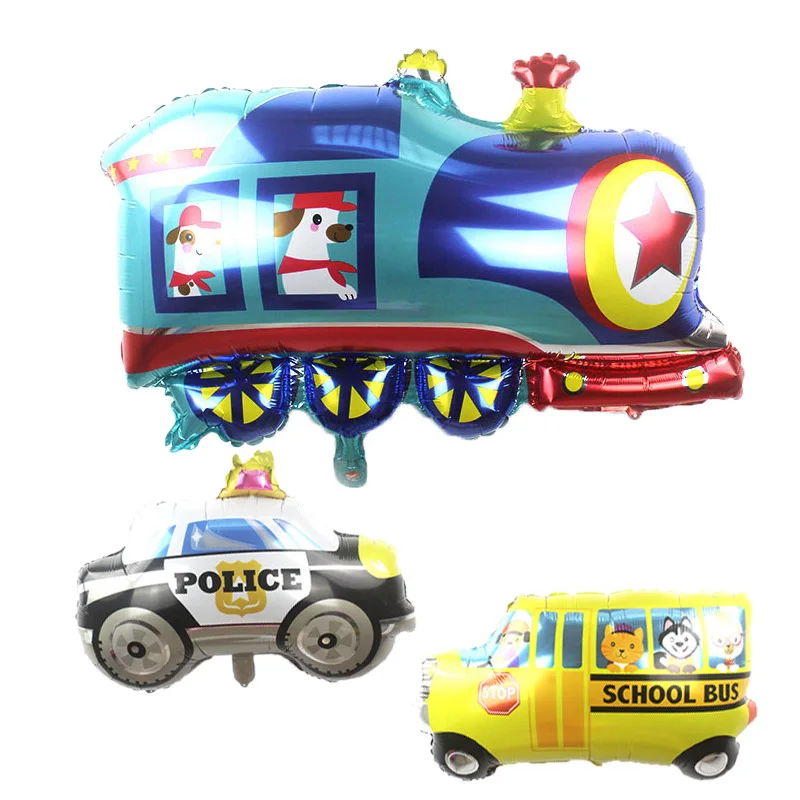 Большой размер мультфильм автомобиль пожарная машина школьный автобус воздушный шар Надувное свадебное украшение игрушки дети с днем рождения воздушные шары