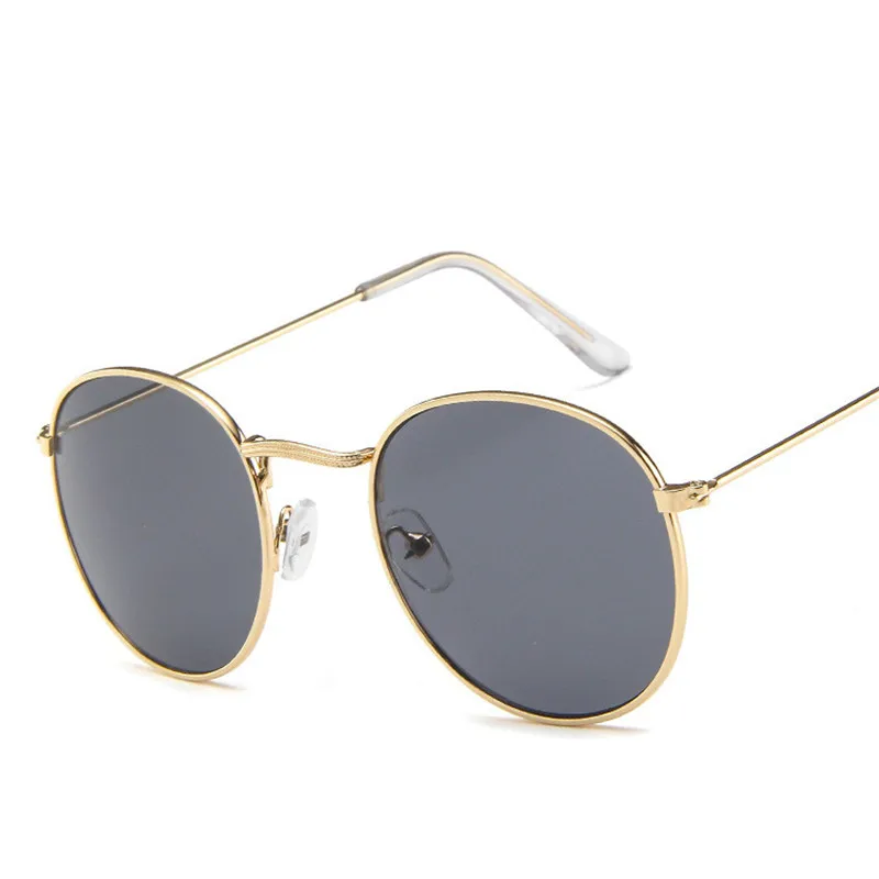 Винтажные овальные маленькие солнцезащитные очки с металлической оправой, мужские и женские брендовые дизайнерские солнцезащитные очки, женские очки Oculos De Sol - Цвет линз: Gold Gray
