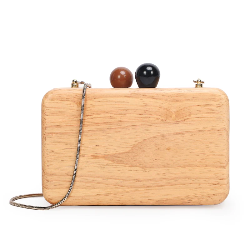 

Fashion Women Messenger Bags Wood Clutch Bag Elegant Banquet Shoulder Bags for women Chain Handbags Clutch Women Evening Bags