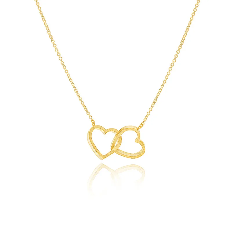 10pcs lot Simple Double Heart Necklace Minimal Layering Heart Necklace in font b Silver b font