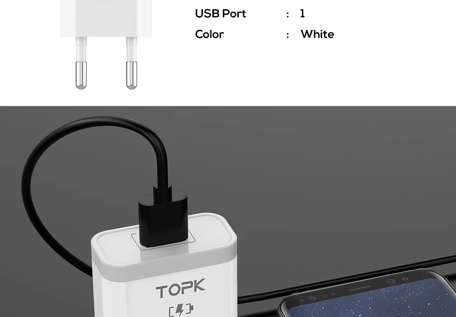TOPK 18 Вт Быстрая зарядка 3,0 быстрое USB зарядное устройство для iPhone, Samsung, Xiaomi, huawei, дорожное настенное зарядное устройство для мобильного телефона с европейской вилкой