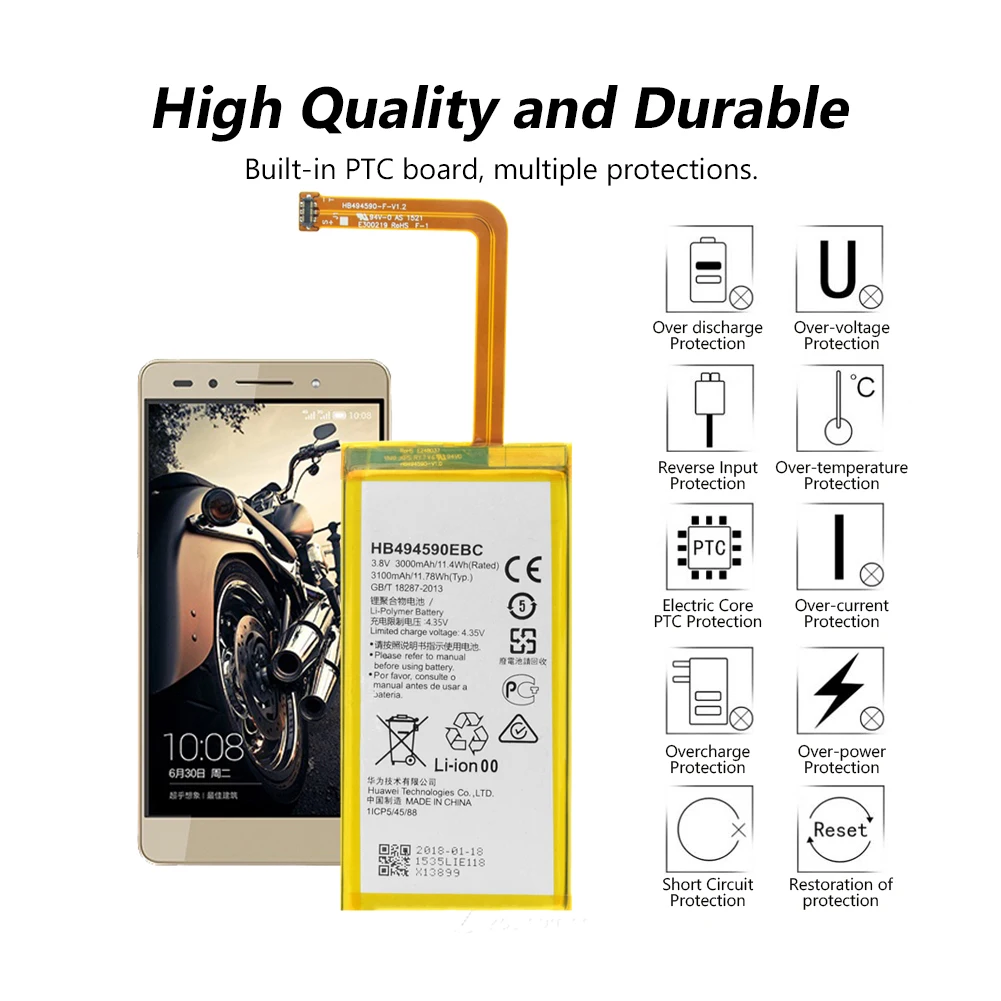 2019 YCDC 100% Новый оригинальный аккумулятор 3100 мАч HB494590EBC для huawei Honor 7 PLK L01/UL00/AL10/TL01H +