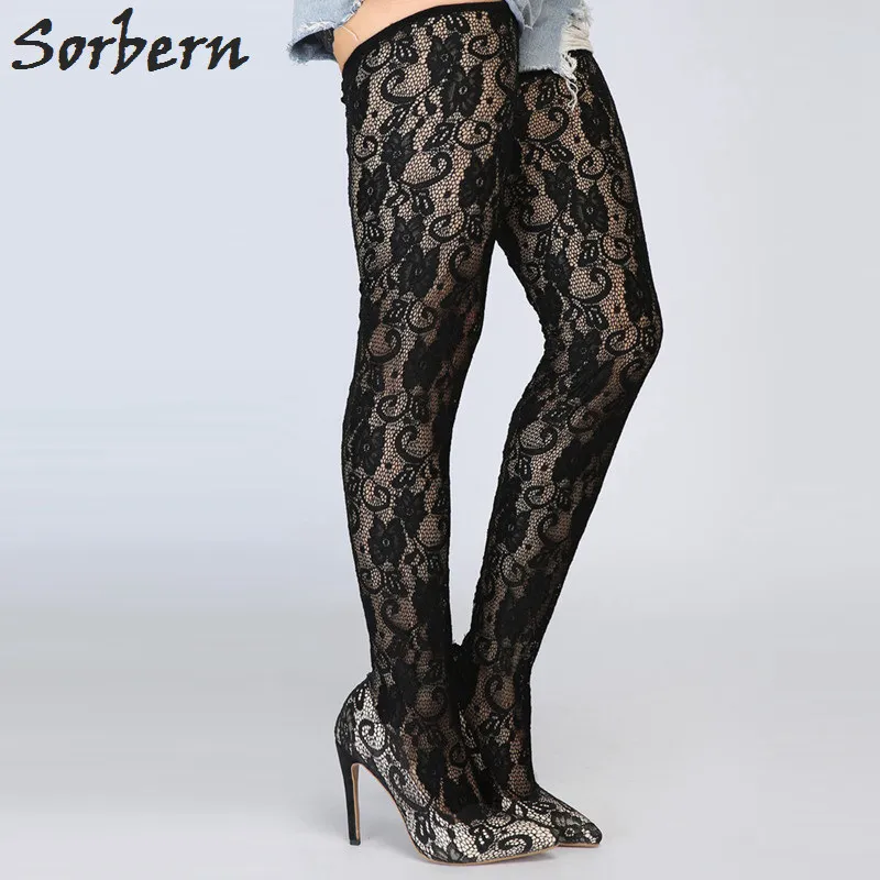 lace thigh boots