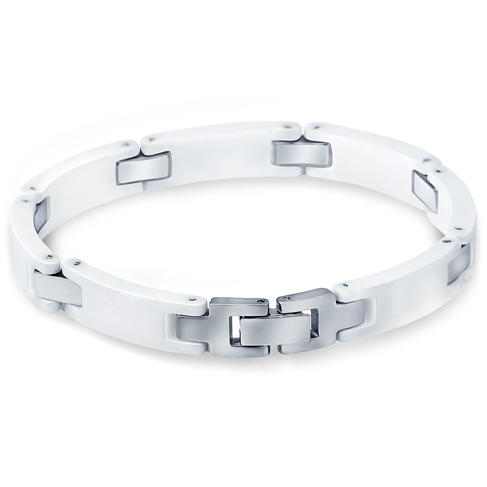 Модный белый керамический браслет, браслет для женщин, браслет из нержавеющей стали, женские и мужские ювелирные изделия