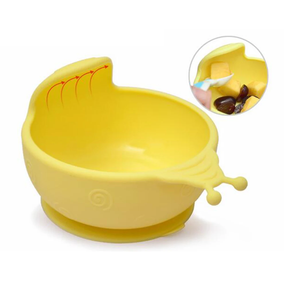 Snail Shape Silicone Baby Suction Bowl Slip Resistant Learning Feeding Tableware kids Plate/Tray Suction Cup Baby Dinnerware Set