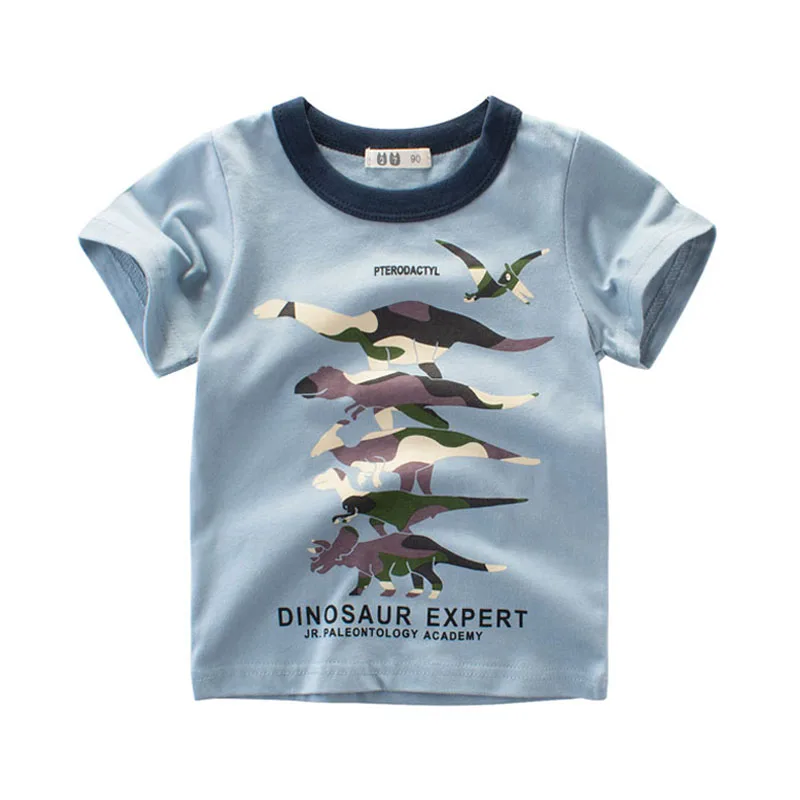 

2018 Summer Boys T Shirts Clothing Short Sleeve 100% Cotton Dinosaur Cartoon Children T Shirts Girls 2-8Y High Quality Kids Tees