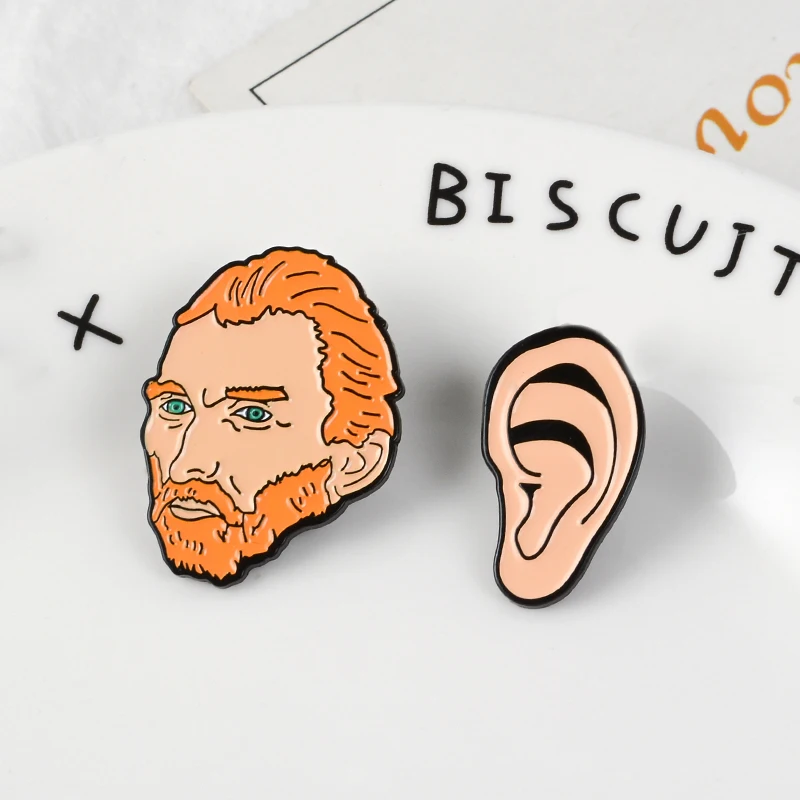 Vincent van Gogh& Ear эмалированный штифт старинный художник броши значки нагрудные знаки шляпа рюкзак пальто воротник ювелирные изделия подарок