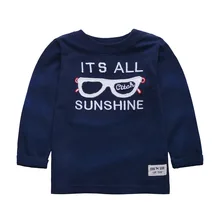 Cartoon Children’s Clothing Spring Fall Long Sleeve T-Shirts Cotton O-Neck Tops Handsome Glasses Letter Soft Kids Tee