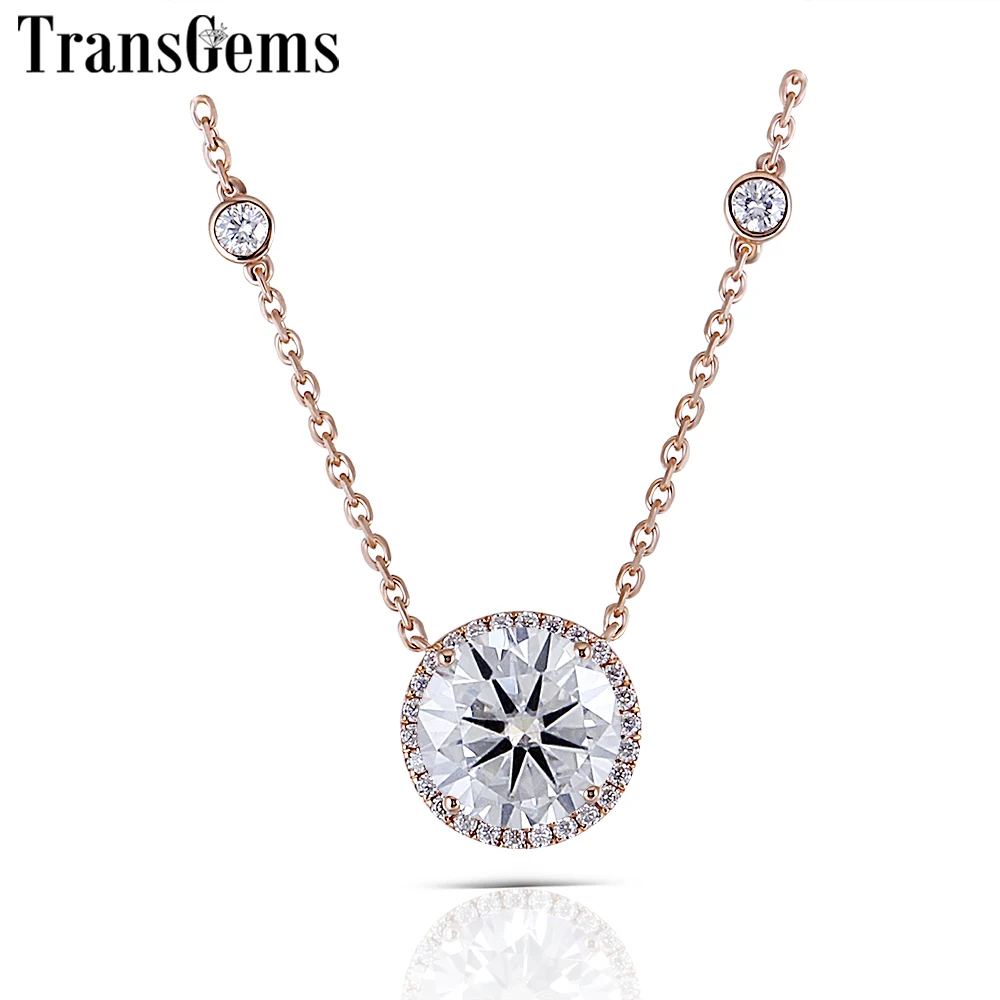 Подвеска ореол 18 К 750 розовое золото подвеска Neckalce Moissanite Center 5ct F Color VVS дюймов
