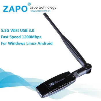 

ZAPO Powerful 5GHz Dual Band WIFI USB 3.0 Adapter 1200Mbps Wireless AC Receiver Network Card High Gain Antenna For Windows Linux