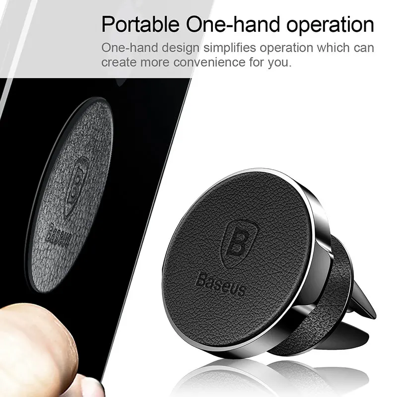  Baseus Magnetic Car Holder for Mobile Phone Air Vent Mount Holder For iPhone Samsung PU Leather Car