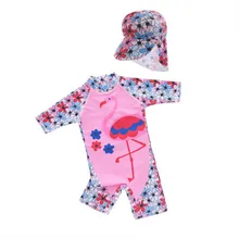 Купальник для маленьких девочек, детский солнцезащитный купальник высокого качества с рисунком, детский купальник с рисунком фламинго, дет...(China)