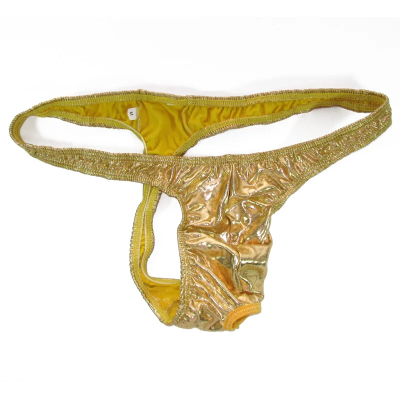 Sexy Mens Thong Underwear Open Pouch with Hole G1163 metallic coated on